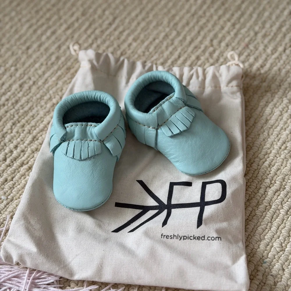Freshly Picked Light Blue Baby Moccasins
